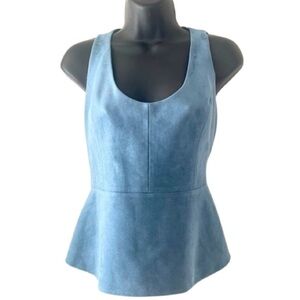 LIZ CLAIBORNE LIGHT BLUE FAUX SUEDE TOP BACK CLOSURE ZIPPER SIZE SMALL